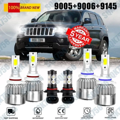 For Jeep Grand Cherokee 1999-2004 LED Headlight Bulbs Hi/Low Beam Fog Lights - Image 1 of 4