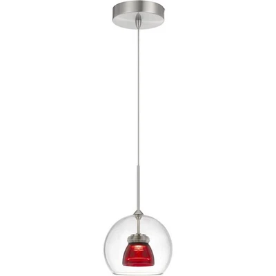 CAL Lighting & Accessories UP-335-CL-REDCL Double Glass Mini Pendant Red Clear - Image 1 of 2