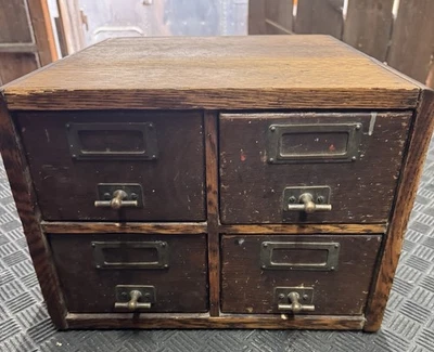 Macey 1900 Quarter Sawn Oak 4 Drawer Library Card File Cabinet - Handles Turn - Image 1 of 4