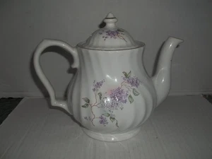 E&R Golden Crown Teapot–English Violets, Fine Bone China, Made in England VTG - Picture 1 of 15