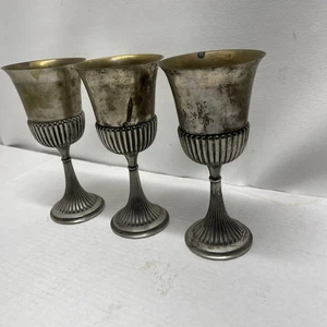Copa de Vino Leonard Chapada en Plata Vintage Cáliz Oro Hecha en Italia - Imagen 1 de 17