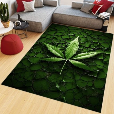 Weed Rug, Weed Room Decor, Marijuana Rug, Maryjane Rug, Marihuana Rug, Green - Image 1 of 2