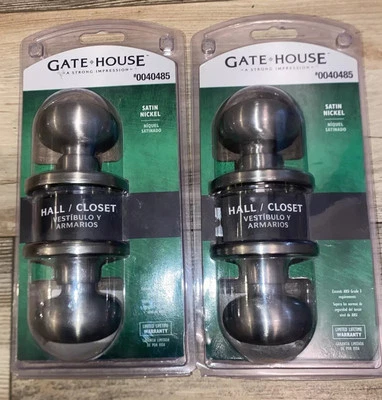 Conjunto de maçanetas de porta Gate House Gallo aço inoxidável cetim níquel tulipa passagem - Imagem 1 de 4