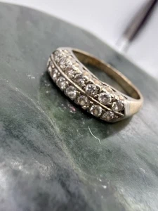 14 Karat Gold Doppel Diamant Reihenring Größe 5 - Bild 1 von 12