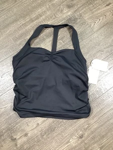 Blogilates Damen T-Back Sweetheart Tank Neckholder Top 1X Schwarz Regal BH Rüschen - Bild 1 von 7