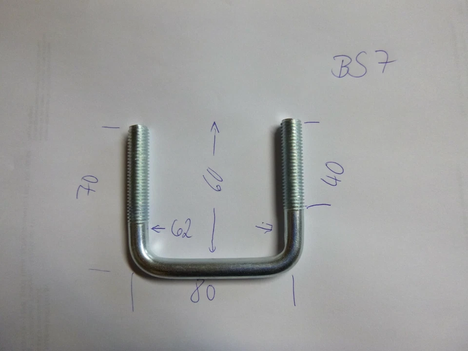 U-Bügel Bügelschraube Rechteckbügel M10X60X62 innen verz.(art.BS7)