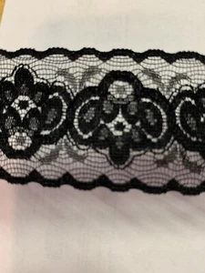 Schwarz nicht dehnbar strukturiert Dessous Spitzenborte 1 1/2 Zoll -- 2 Yards - Bild 1 von 4
