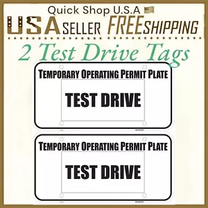 2 Test Driver Dealer Plate Tag Temporary Operating Permit (White Color) - Picture 1 of 3