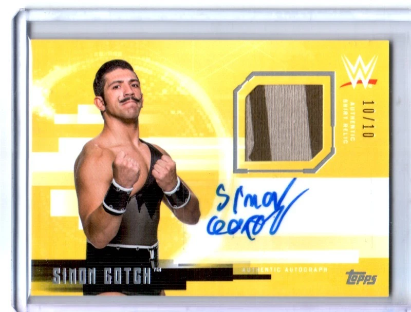 WWE Simon Gotch 2017 Topps Undisputed Gold Autograph Relic Card SN 10 of 10 - Image 1 of 1