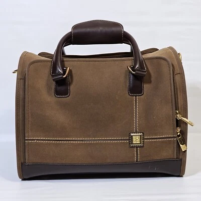 Bolso de viaje Diane Von Furstenberg marrón gamuza para llevar durante la noche fin de semana 13X11X10 Foto 1 de 4