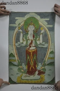 Budismo tibetano tela de seda thangka Guanyin Kwan-yin Bodhisattva diosa tangka - Imagen 1 de 3