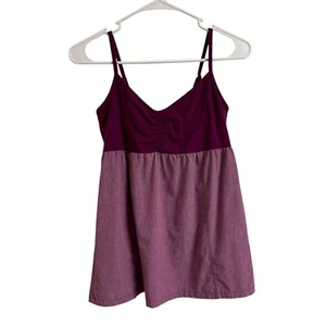 Athleta Womens Size S Athletic Spaghetti Strap Tank Magenta Built In Bra Rouched - Picture 1 of 9