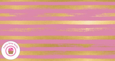 Moda RUBY STAR SOCIETY ZIP METALLIC RS1005 32M Pink Gold Striped Quilt Fabric - Image 1 of 4