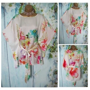 WALLIS KIMONO TOP SIZE  M 12/14, Tropical Floral Belted Summer Holiday Top - Picture 1 of 8
