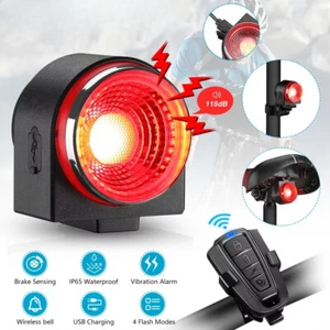 Anti-theft Alarm Bicycle Taillights Waterproof Wireless Remote Find Bike Locator - Picture 1 of 17