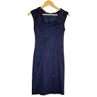 Cue Size 6 Navy Blue Satin Feel Cowl Neck Pencil Straight Office Dress