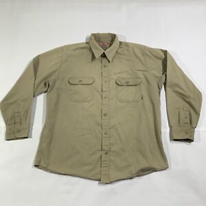 Craftsman Shirt Mens XL Beige Long Sleeve Button Chino Twill Work Shop Mechanic