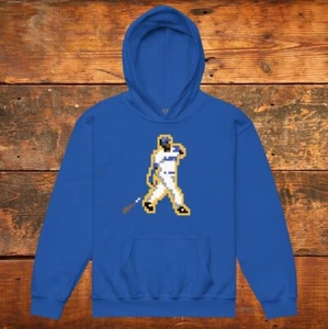 KEN GRIFFEY JR. 8-BIT RETRO VIDEO GAME *YOUTH HEAVY BLEND HOODIE* BASEBALL NEW - Picture 1 of 7