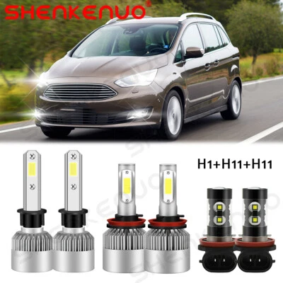 For Ford C-Max 2013-2017 -6X Led Headlight High/Low+Fog lights Combo Bulbs White - Image 1 of 4