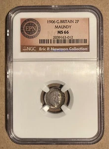 1906 NGC MS66 Great Britain 2 Pence - Maundy - Eric P. Newman Collection - Picture 1 of 4