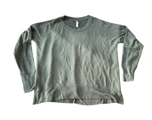Athleta T Shirt Top Womens Large Green Nylon Thumb Holes Long Sleeve Pullover - Picture 1 of 15
