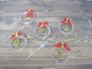 Lot of 6 Vintage Crystal Wreath Icicle Ornaments - Picture 1 of 8