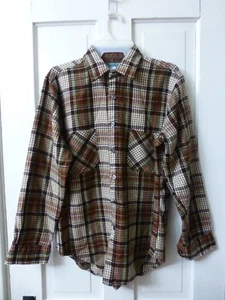 Oakland Outdoors Mens M Brown Flannel Long Sleeve 100% Cotton Button Front Shirt - Picture 1 of 6