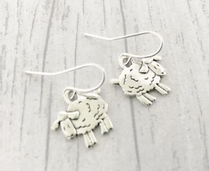 Silver Sheep Earrings Animal Lamb Farm Easter Wool - Picture 1 of 3