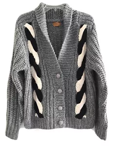 Maglione Pol grigio manica lunga bottoni davanti scollo a V maglia cavo donna taglia S - Foto 1 di 8