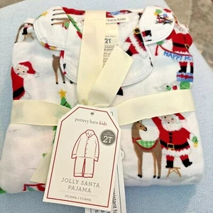 Pottery Barn Kids Holiday Christmas Santa Flannel 2 pc set Pajama party Size 2 z - Picture 1 of 6