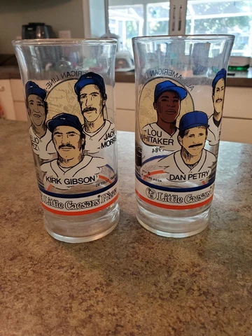 Vintage 1984 Collectible Little Caesars Pizza DETROIT TIGERS MLB 6" Glass Set Cover