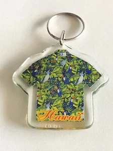 Hawaii Keychain Green Collar Shirt Hawaiian Birds Plastic Key Ring Chain NEW - Picture 1 of 1