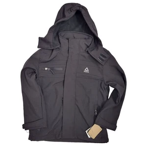 NWT Reebok Kids Outer Shell Only Extreme Weather Hooded Black Jacket Size 7 - Picture 1 of 17