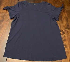Banana Republic dunkelblau offene Kurzarm Baumwolle/Modal Damen Bluse Gr. XL - Bild 1 von 5