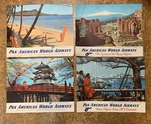 Lot (4) Vintage Pan American World Airways Josh Kronfeld Travel Posters - Picture 1 of 6