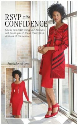 Talla 3X PLUS Ashro Negro Rojo Anayia Suéter Chaqueta Vestido Iglesia Cena Fiesta Foto 1 de 3