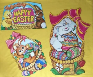 Lot of 3 CUTE Vintage Easter Spring Die Cuts Decorations 10” 17” 24” Made in USA - Picture 1 of 19