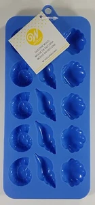 Wilton Silicone Mold Seashells Ice Cube Tray Or Other Holds 15 Heavy Duty Blue - Picture 1 of 4