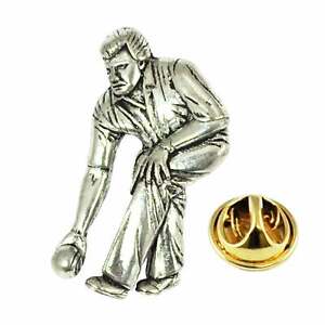 Lawn Bowls Player Crown Green Bowling Pewter Lapel Pin Badge - Gift Boxed