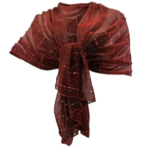 Elegante SCIARPA Plissettata Foulard Sciale, Donna Coprispalle Cerimonia Rosso s - Foto 1 di 2