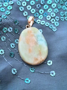 PENDENTE DESIGN UOMO DONNA VERO LARIMAR DEI CARAIBI E ARGENTO 925 - Foto 1 di 18
