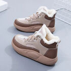 FE# Women Flat Shoes Patchwork PU Leather Short Snow Boots for Winter (Khaki 38)