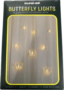 10 Strands of Glow-up Butterfly LED Curtain Lights 61 Warm White - 4.4" W x 3" - Picture 1 of 5