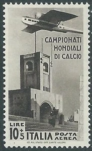 1934 REGNO POSTA AEREA MONDIALI DI CALCIO 10 LIRE MNH ** - UR42-5 - Picture 1 of 1
