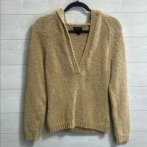 American Eagle Women's Tan Knit Pullover Hooded Sweater Vintage XL 100% Cotton - Picture 1 of 8
