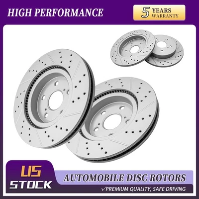 Front Rear Drilled Disc Brake Rotor For Avalon Camry Venza Lexus ES250 UX200 - Image 1 of 4