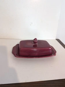 Vintage Maroon Harlequin Half Pound Butter Dish Homer Laughlin Fiesta - Picture 1 of 5