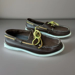 Sperry Brown 2-Eye Topsider Nautical Brown Leather Mens Shoes Size 5.5 - Picture 1 of 6