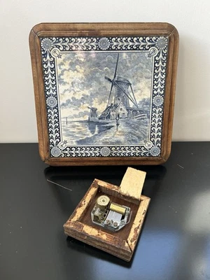 DELFT OR GIEN EARTHENWARE MUSICAL COASTER? REUGE MUSIC BOX - Image 1 of 4