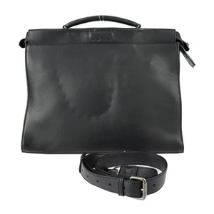 FENDI Selleria Peekaboo Leather Briefcase 2way Bag 7VA406 Black Made in Italy - Picture 1 of 24